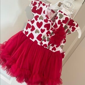 Girl’s Red Heart Dress with Tulle Skirt NWT Tommy Bahama